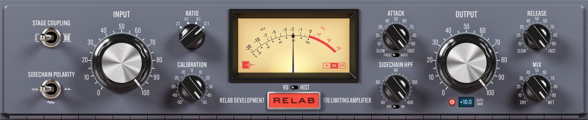 Relab 176 tube compressor plugin interface, single channel view