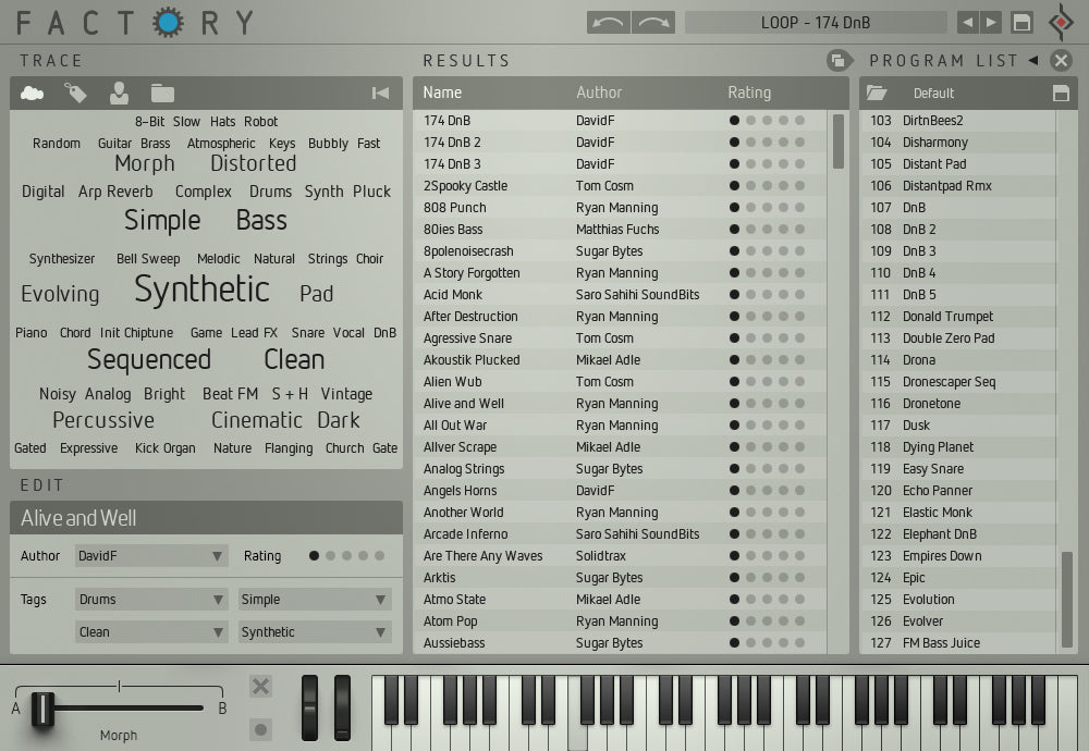 Sugar Bytes Factory plugin interface, screen 5