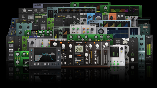 McDSP Everything Pack plug-ins shown together as a large stack of hardware units