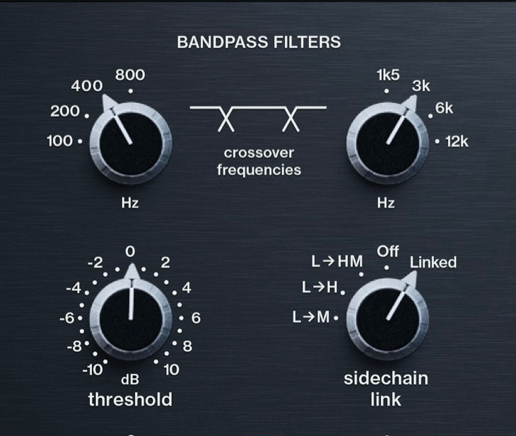 Relab Maselec MLA-4 crossover, threshold and sidechain link controls