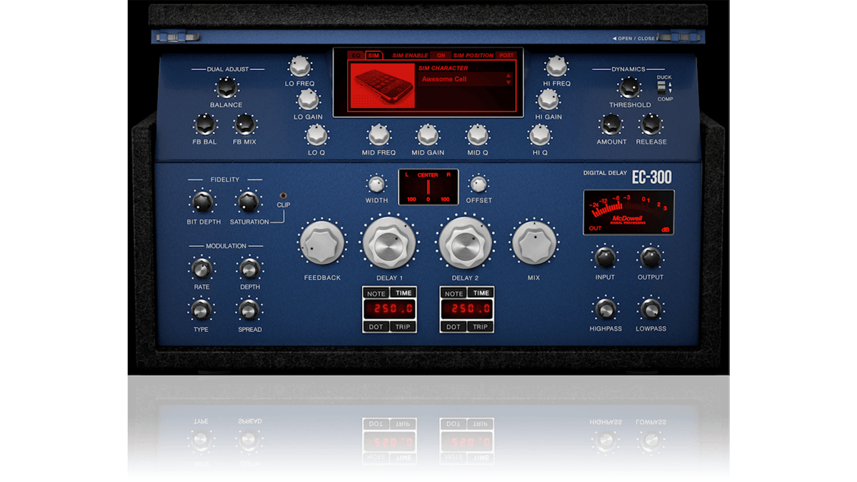 McDSP EC-300 Echo Collection interface in Digital delay mode