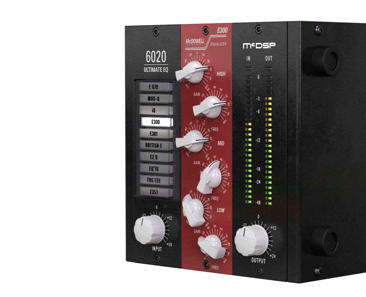 McDSP 6020 Ultimate EQ shown as a hardware-style unit with red EQ module