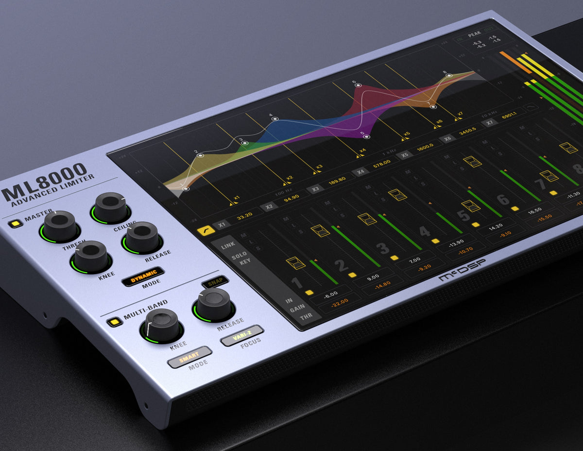 McDSP ML8000 Advanced Limiter shown as a hardware-style unit at an angle