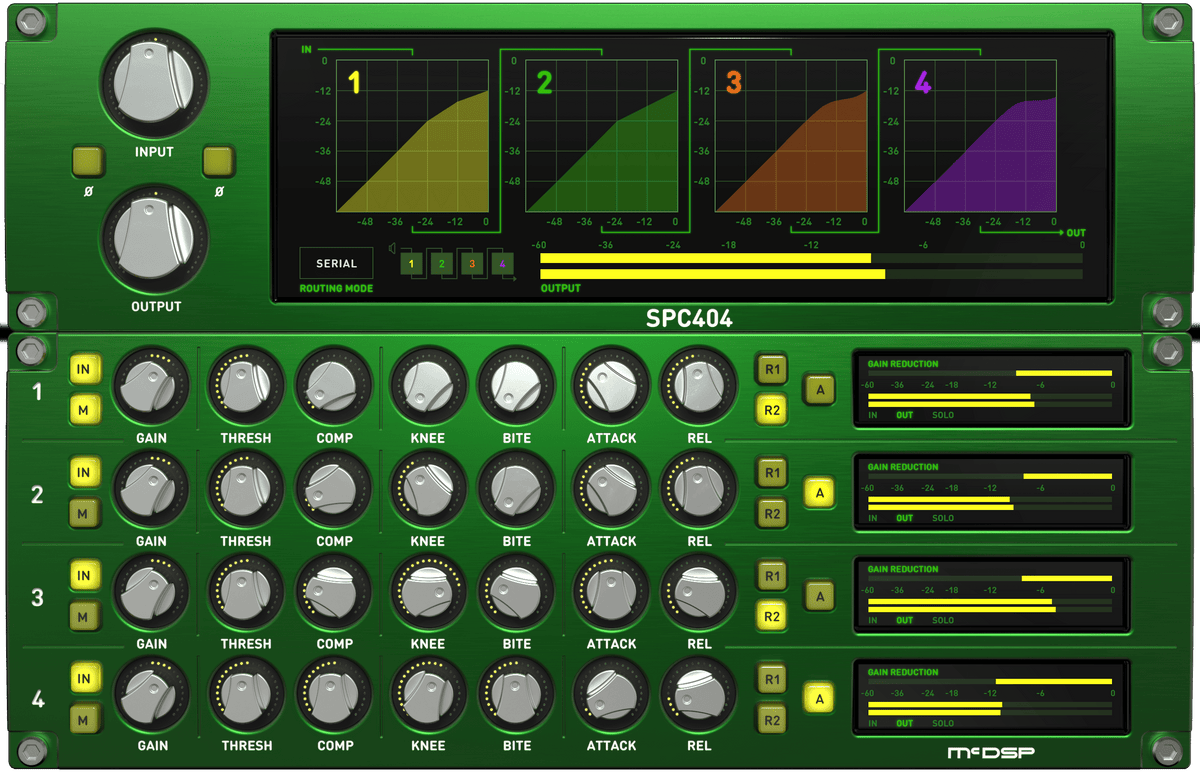 McDSP SPC2000 v7 interface with four compressor stages