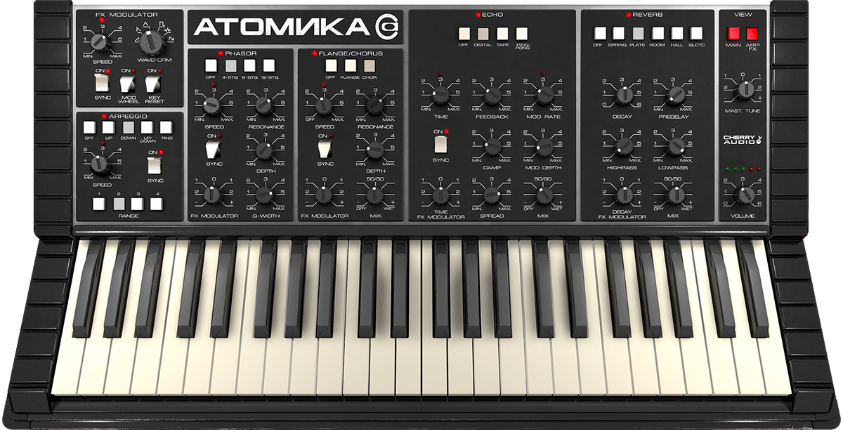 Cherry Audio Atomika arpeggiator and effects panel