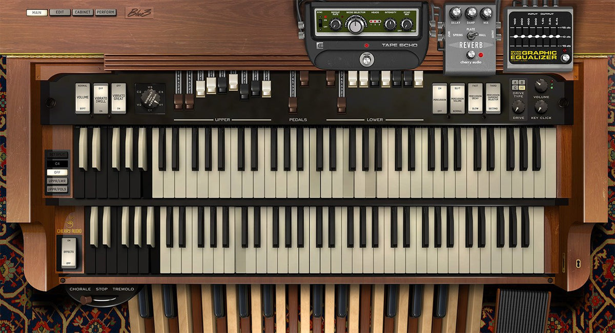 Cherry Audio Blue3 tonewheel organ plugin interface