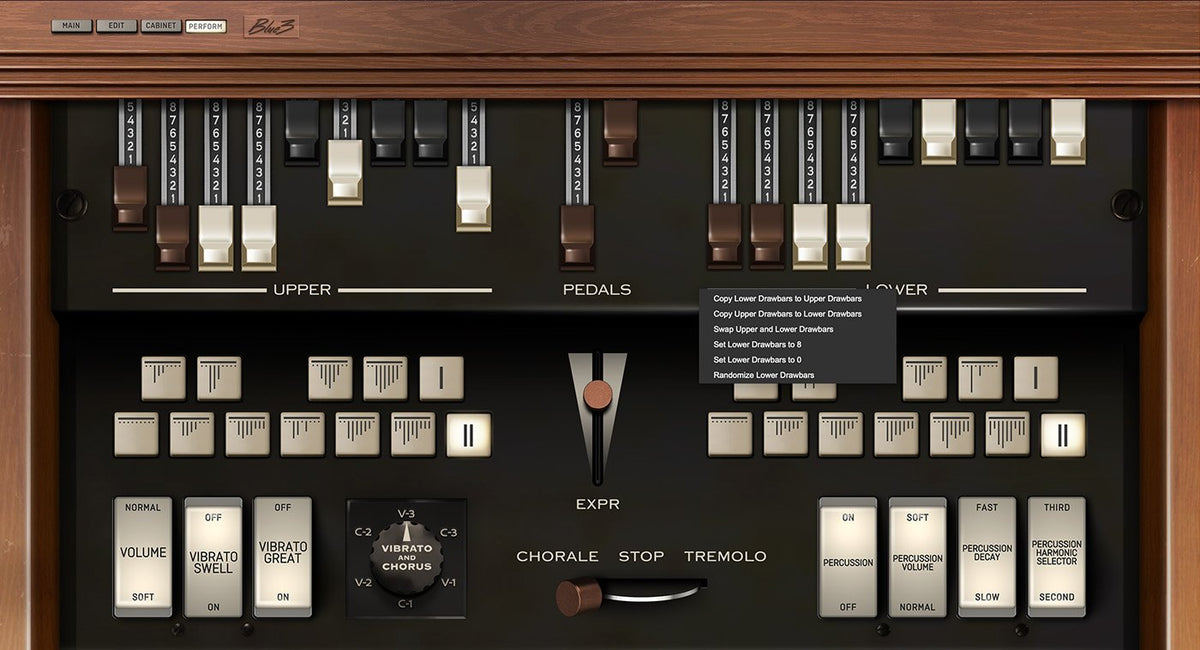 Cherry Audio Blue3 organ cabinet view