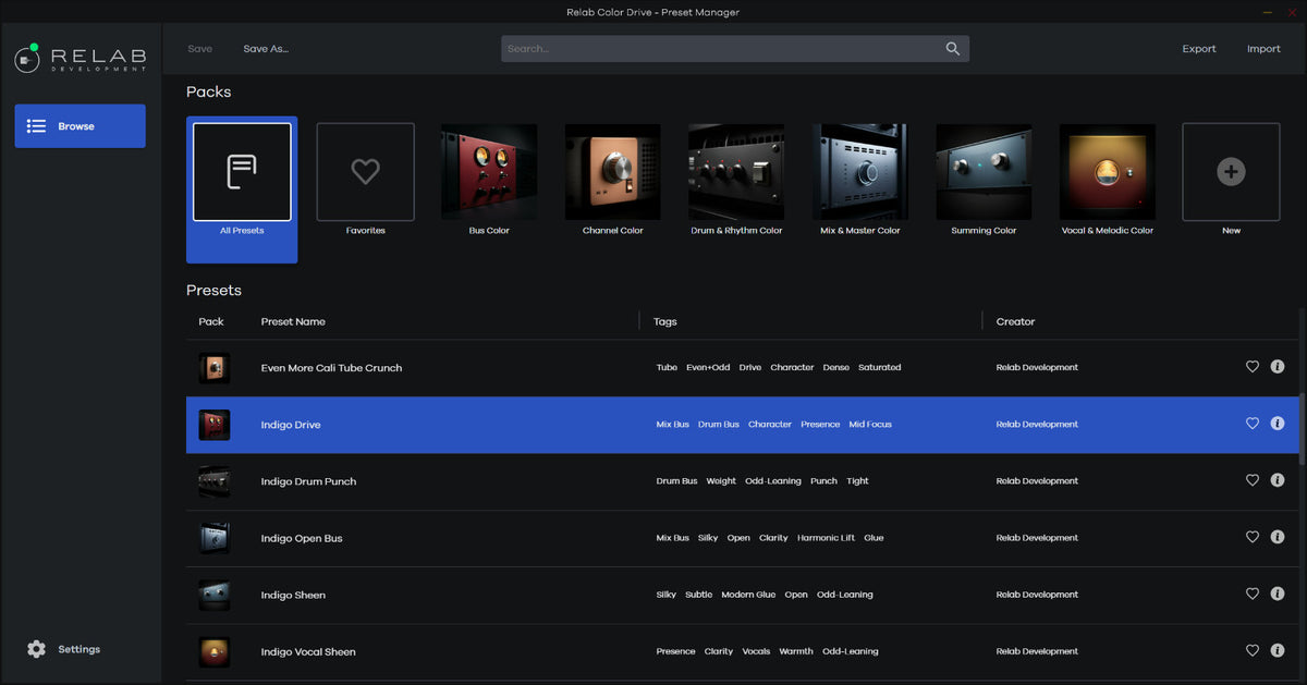Relab Color Drive preset manager