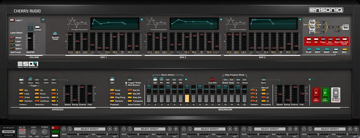Cherry Audio Ensoniq ESQ-1 sequencer view