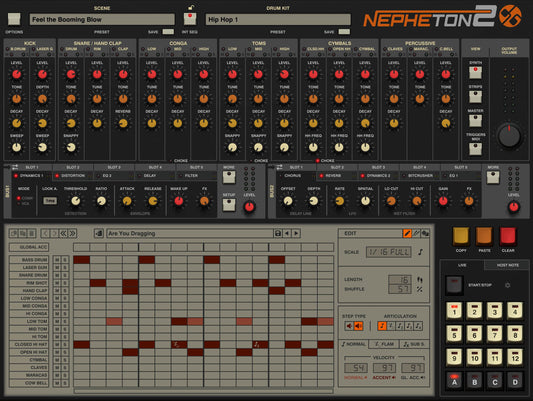 D16 Nepheton 2 TR-808 drum machine plugin interface