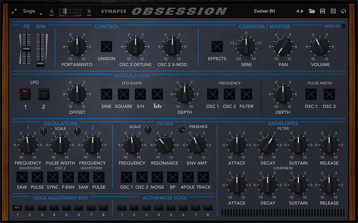 Synapse Audio Obsession voice board trimpots