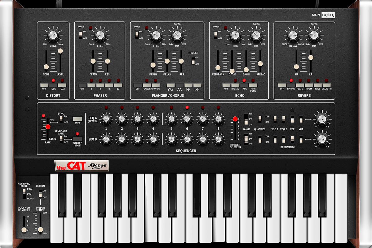 Cherry Audio Octave Cat effects and sequencer panel