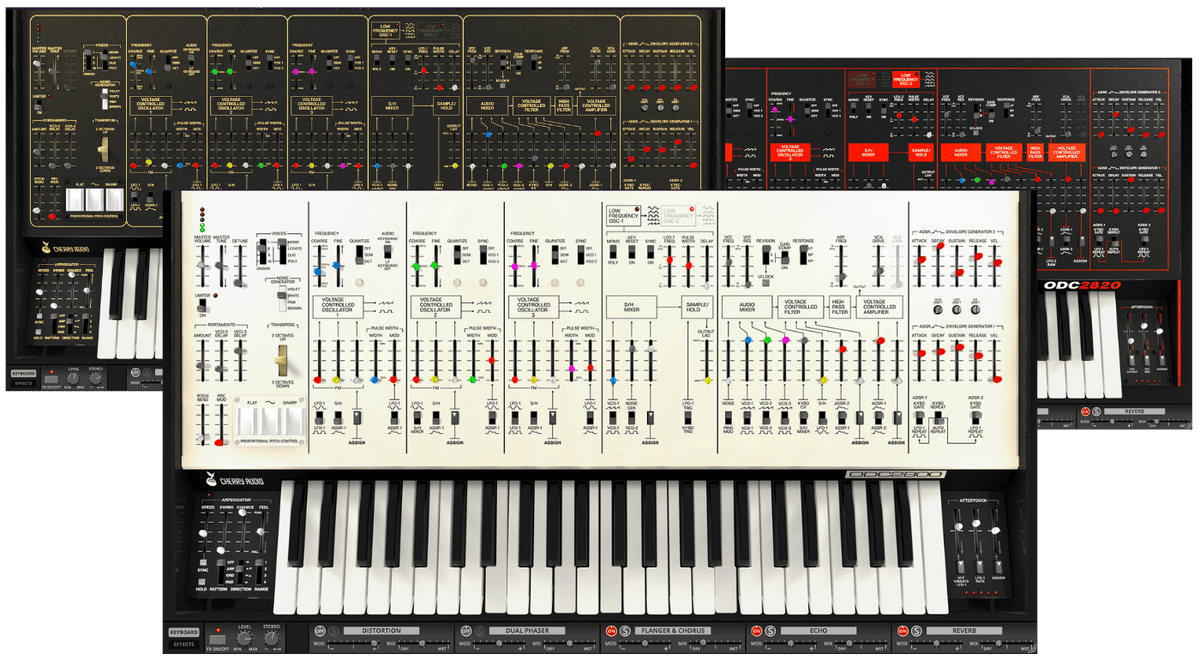 Cherry Audio ODC 2800 synth plugin in all three panel styles