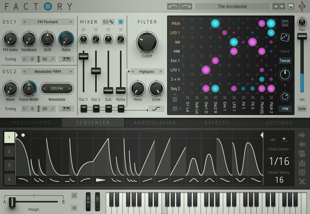 Sugar Bytes Factory plugin interface, screen 2