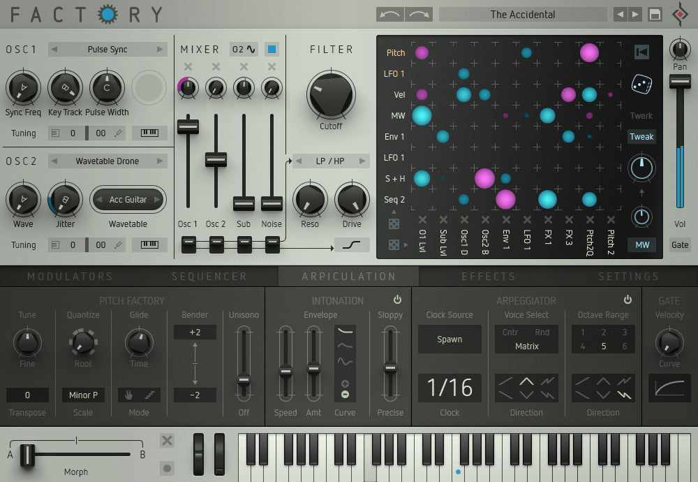 Sugar Bytes Factory plugin interface, screen 3