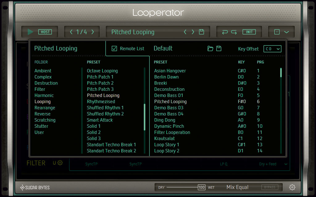 Sugar Bytes Looperator plugin interface, screen 3