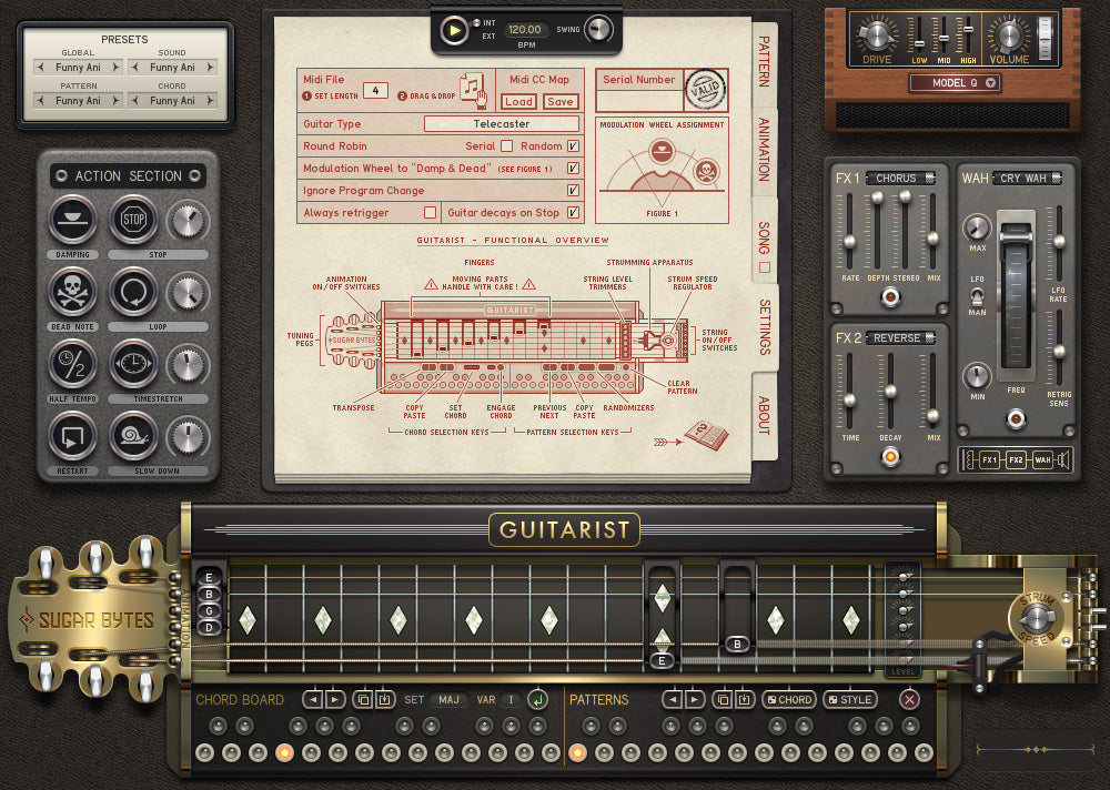 Sugar Bytes Guitarist plugin interface, screen 4