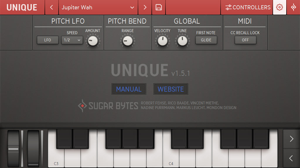Sugar Bytes Unique plugin interface, screen 4