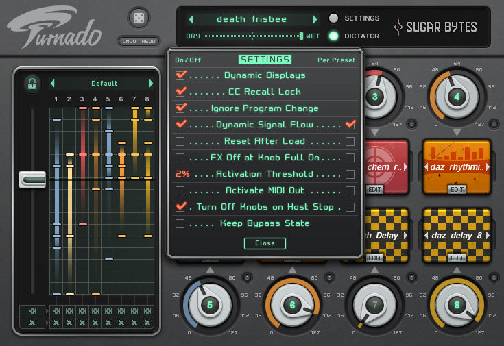 Sugar Bytes Turnado plugin interface, screen 4