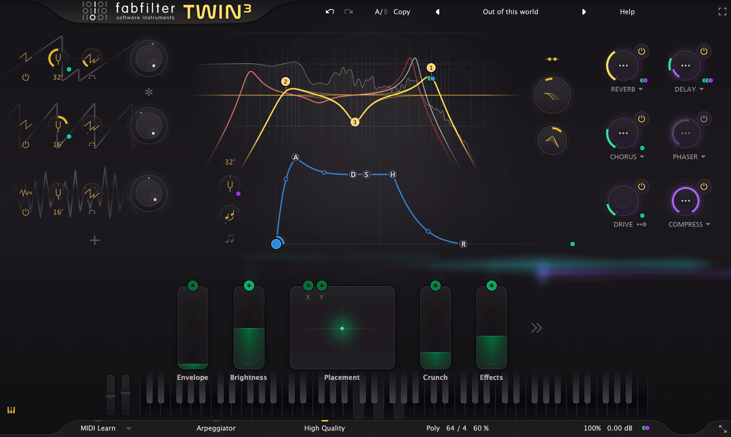 FabFilter twin 3 gui for AU and VST supported plugins